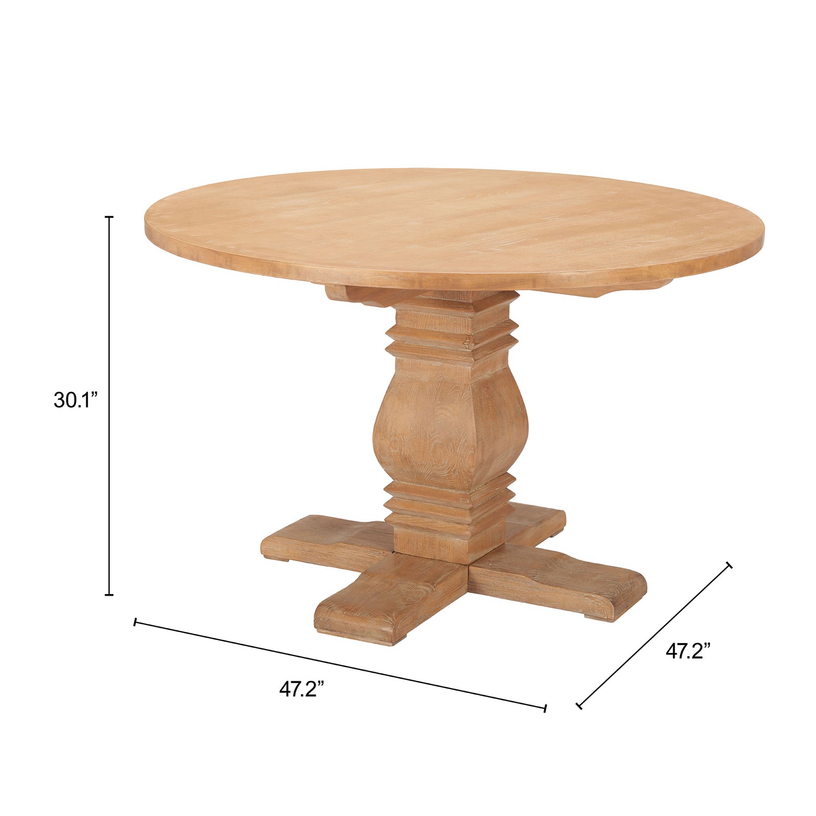 ZUO Tabi Solid Elm Wood Round Dining Table in Brown