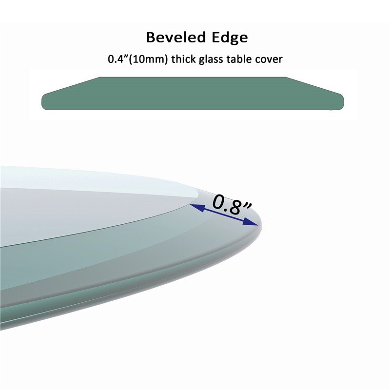 38.6″ Inch Round Tempered Glass Table Top Clear 2/5″ Thick Beveled Polished Edge