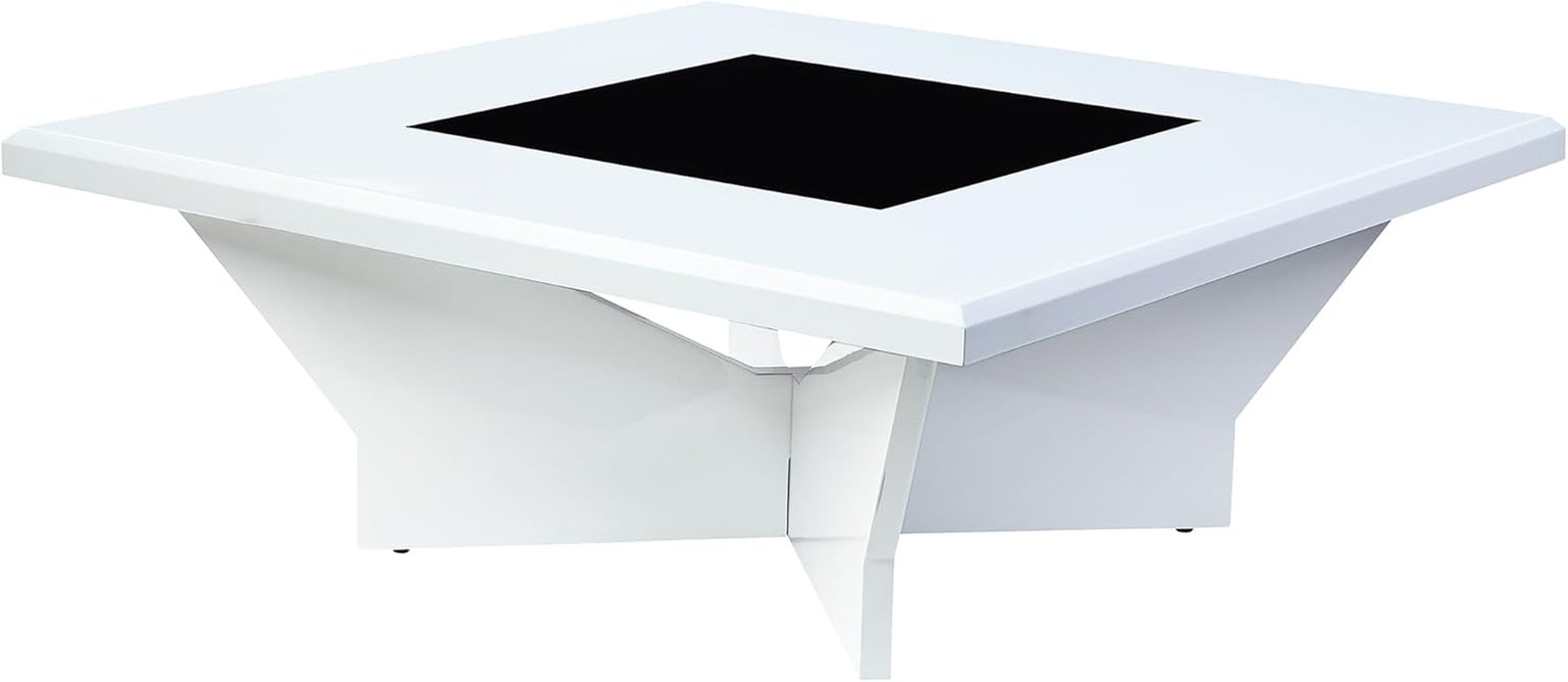 Alisha-Mae Modern White Coffee Table with Geometric Base for Any Room