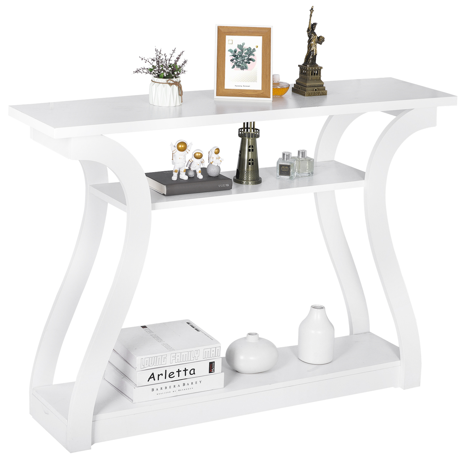 47″ Modern Console Table Accent Side Table for Sofa Entryway Display White