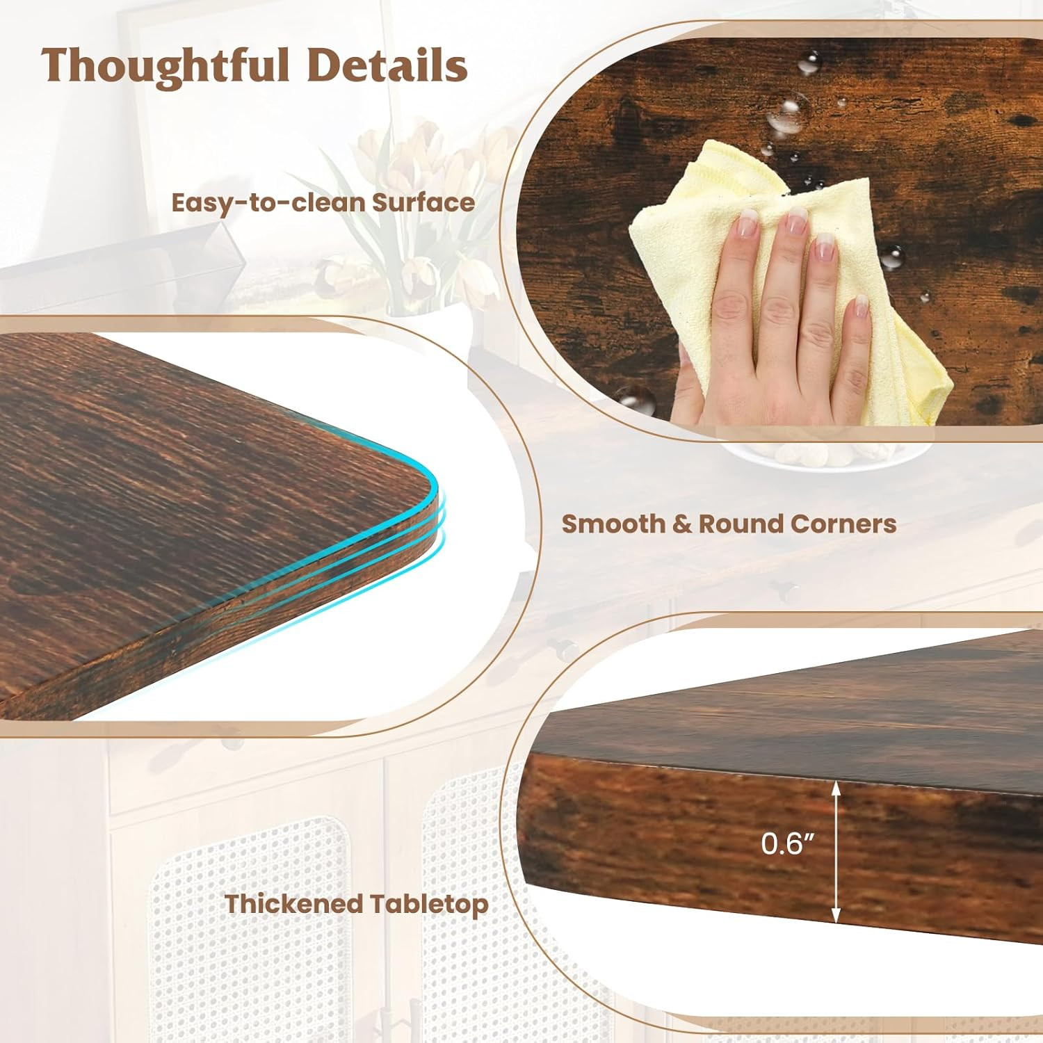 48″ x 24″ Adjustable Wood Table Top for Home Office & DIY Projects, Brown