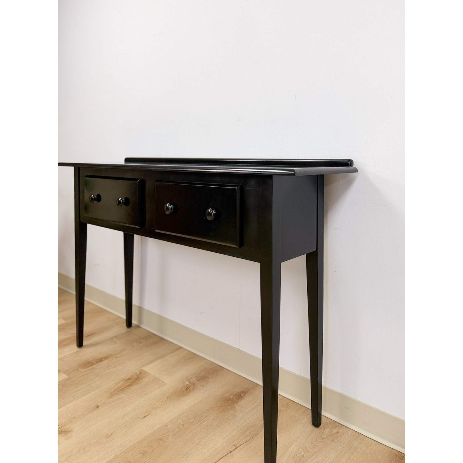 Nichols and Stone Solid Black Wood Console Two Drawers Modern Transitional