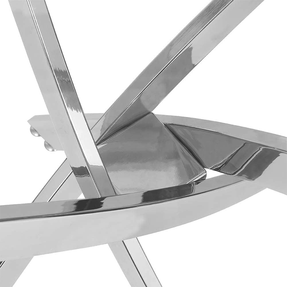 Elegant 47″ Tempered Glass Dining Table with Chrome Legs for Home & Office