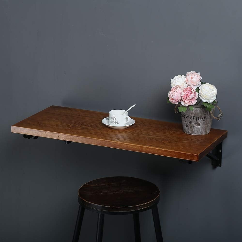 47″ Industrial Rustic Folding Wall-Mounted Workbench – Perfect for Small Spaces