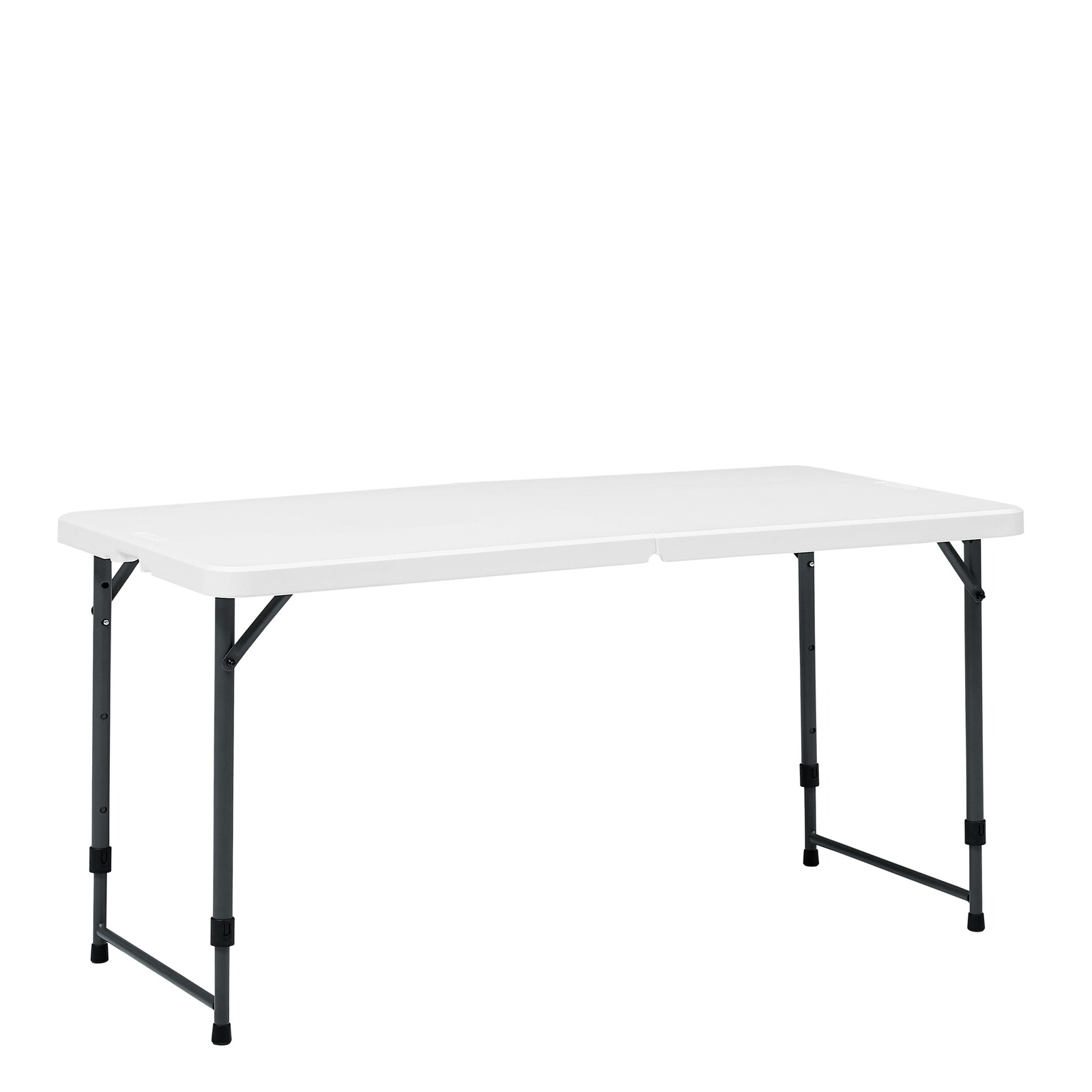 4 Ft Rectangular Folding Table Adjustable Height Durable Indoor Outdoor White US