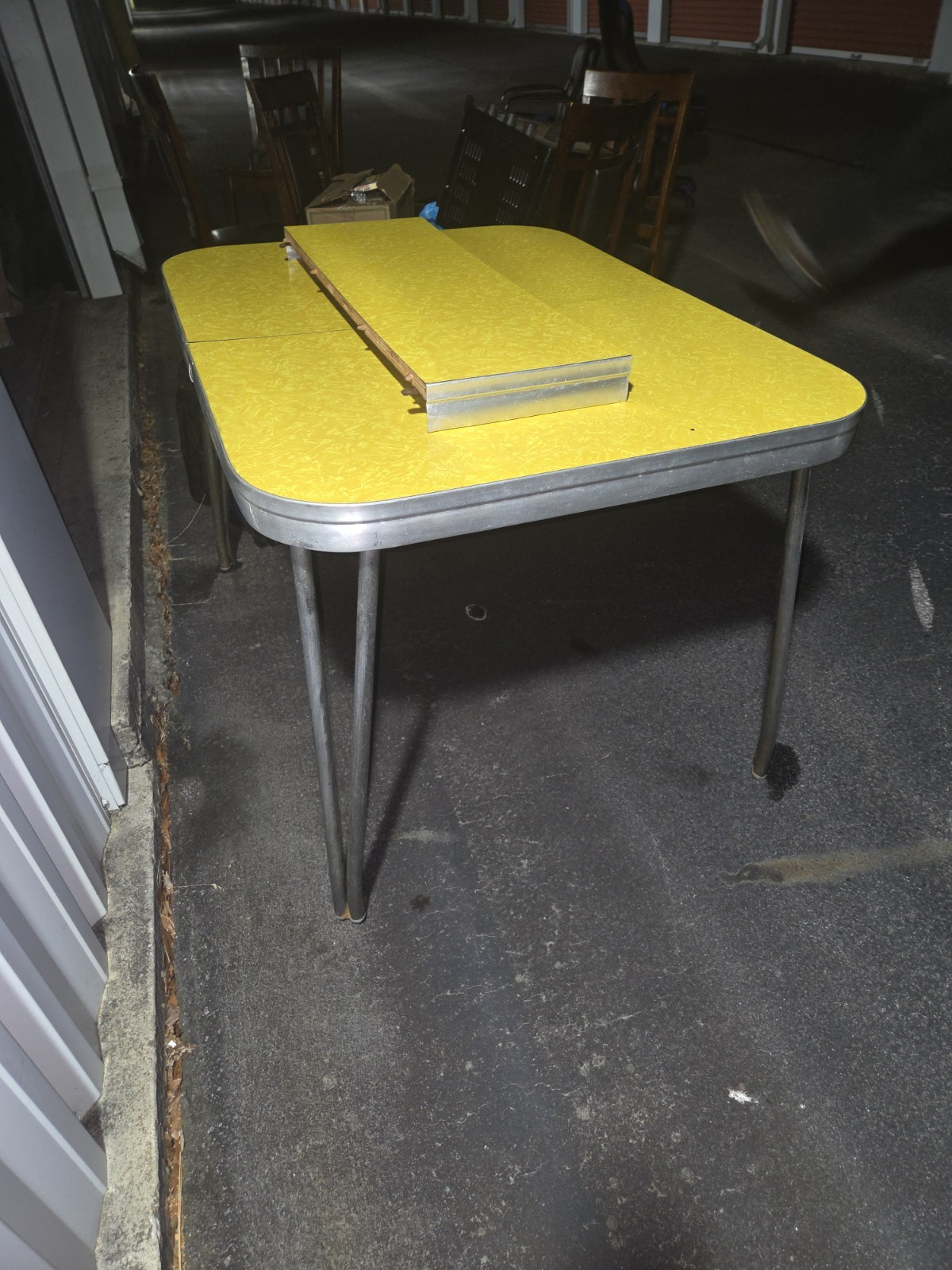 Vintage Retro Yellow Laminate Metal Dining Table Rectangular Kitchen Dining Room