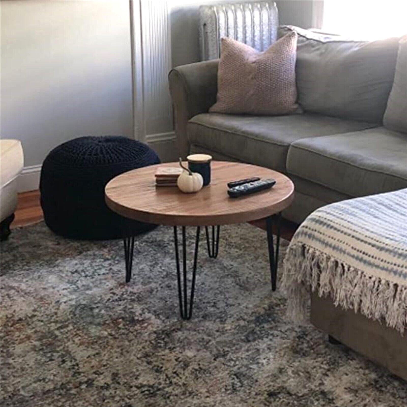 Rustic Round Old Elm Wooden Coffee Table Home Furniture for Living Room Decor