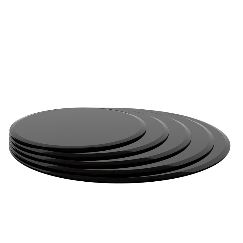 Round Black Tempered Glass Table Top 2/5” 3/8″ Thick Beveled Polished Edge