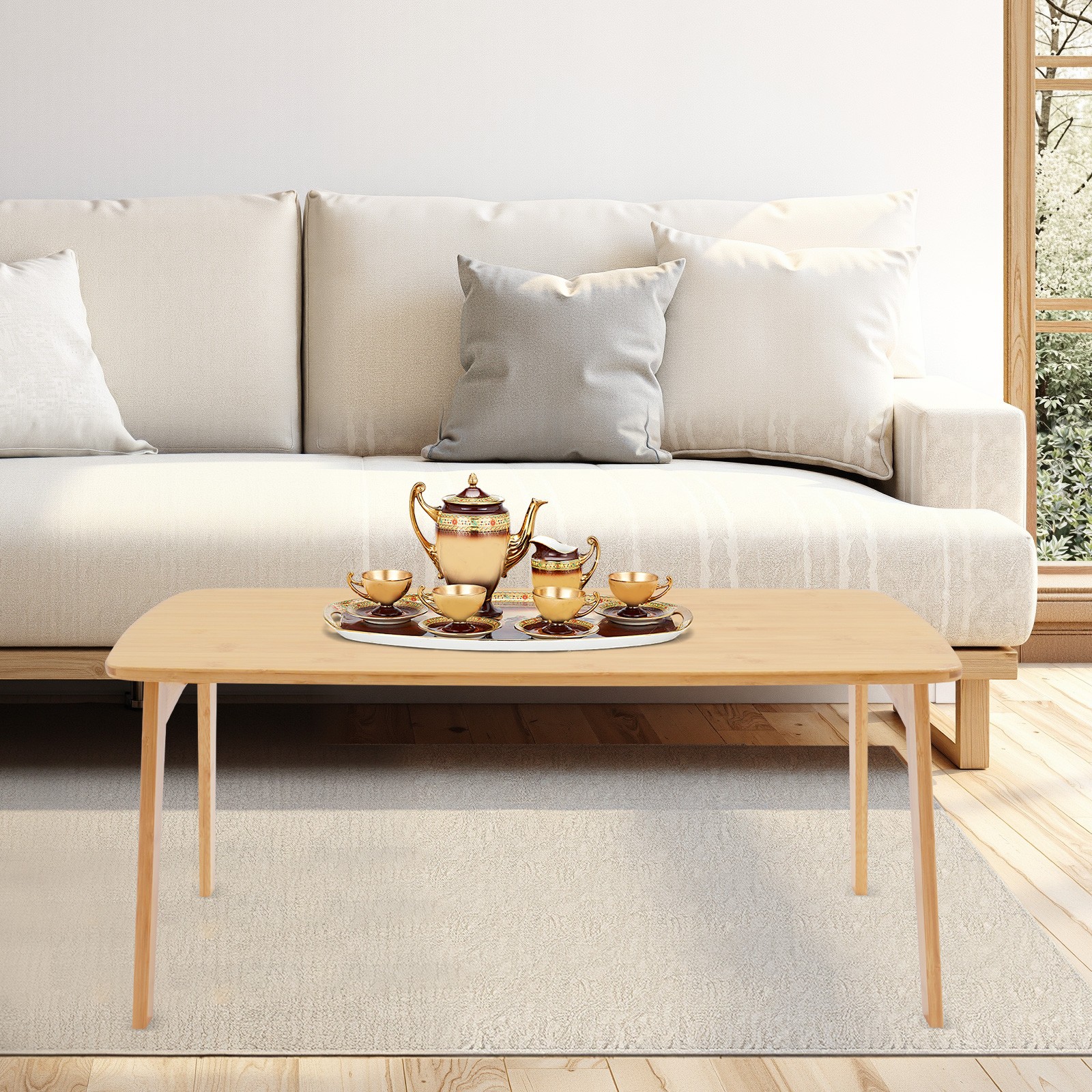 Folding Bamboo Table Foldable Floor Table Coffee Table for Sitting on The Floor