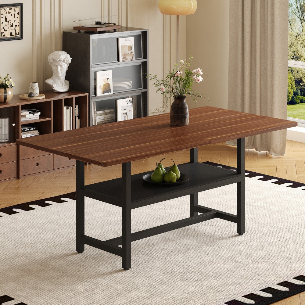 Dining Table Four-piece walnut veneer inlay With storage platform