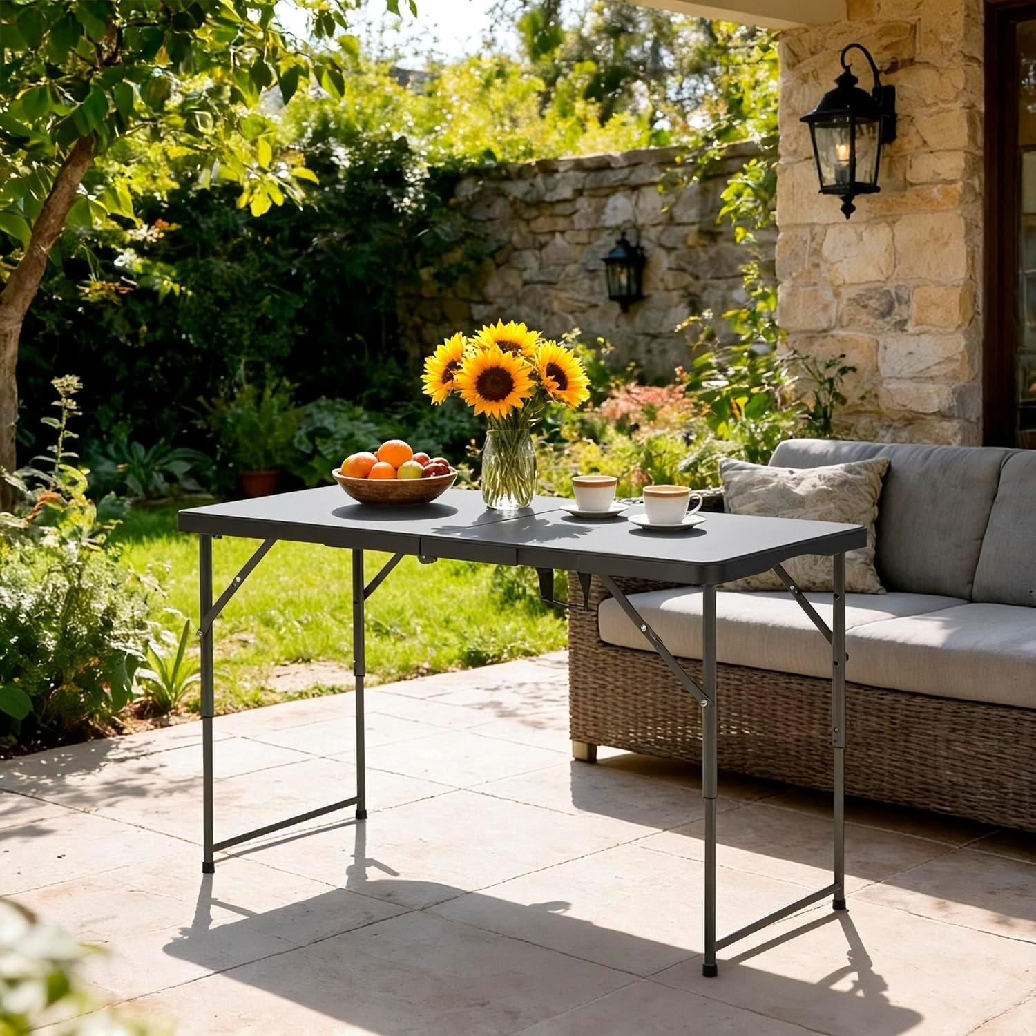 4FT Folding Table Half Portable Foldable Table Picnic Table for Office Home Camp