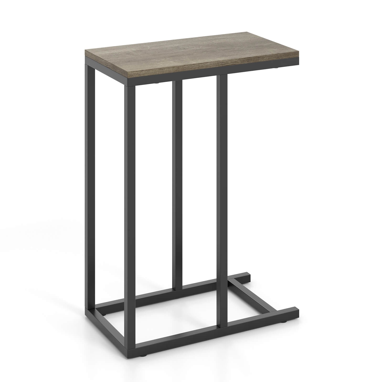 C-shaped Side Table Industrial Sofa Table with Heavy-duty Metal Frame