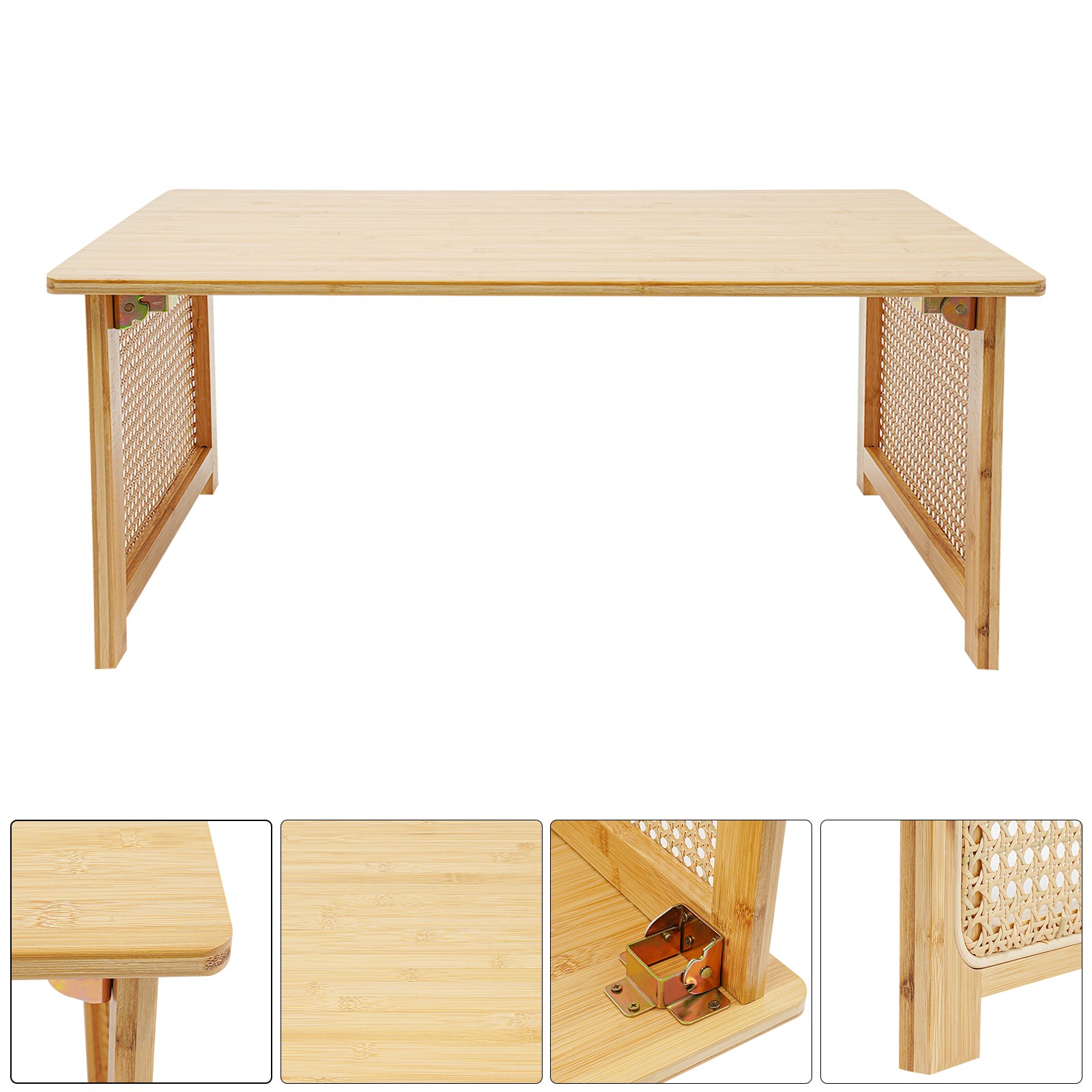 Bamboo Foldable Folding Floor Low Coffee Table for Sitting on The Floor