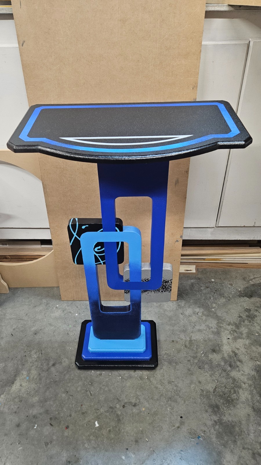 Cobalt Blue Abstract table, Contemporary modern accent end table, 30″ by Art69