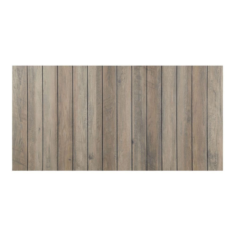 Industrial-style sofa table, natural color, with adjustable slat design