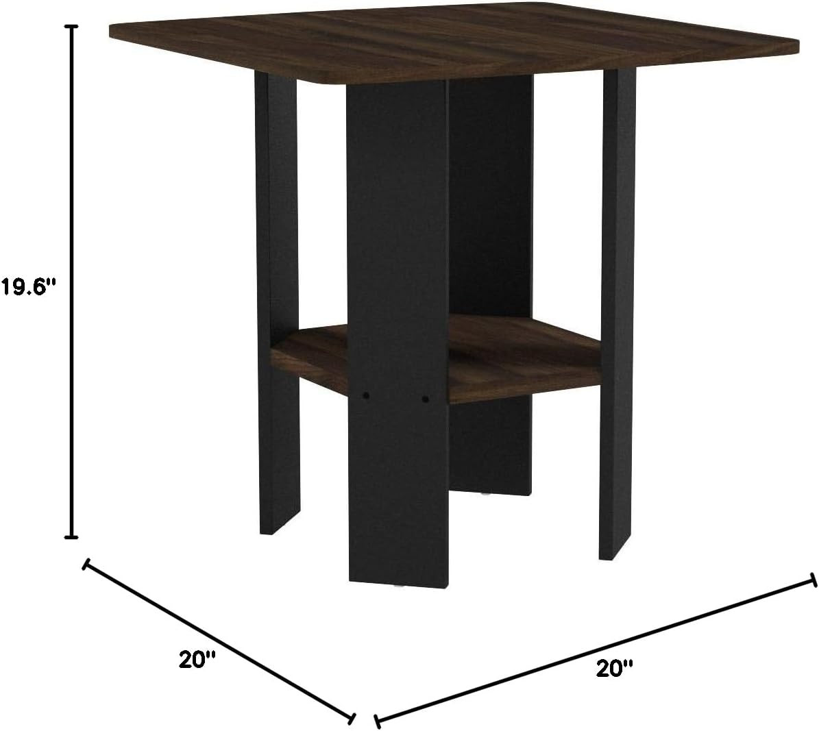 Brown End Table Small 2 Tier Shelf Storage Living Room Modern Stand Furniture US
