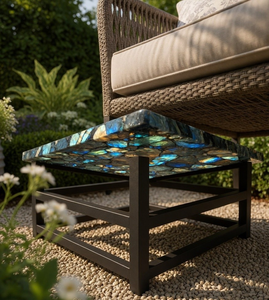 Labradorite Geode Coffee Table – Custom Handmade Gemstone Furniture Gift for Her