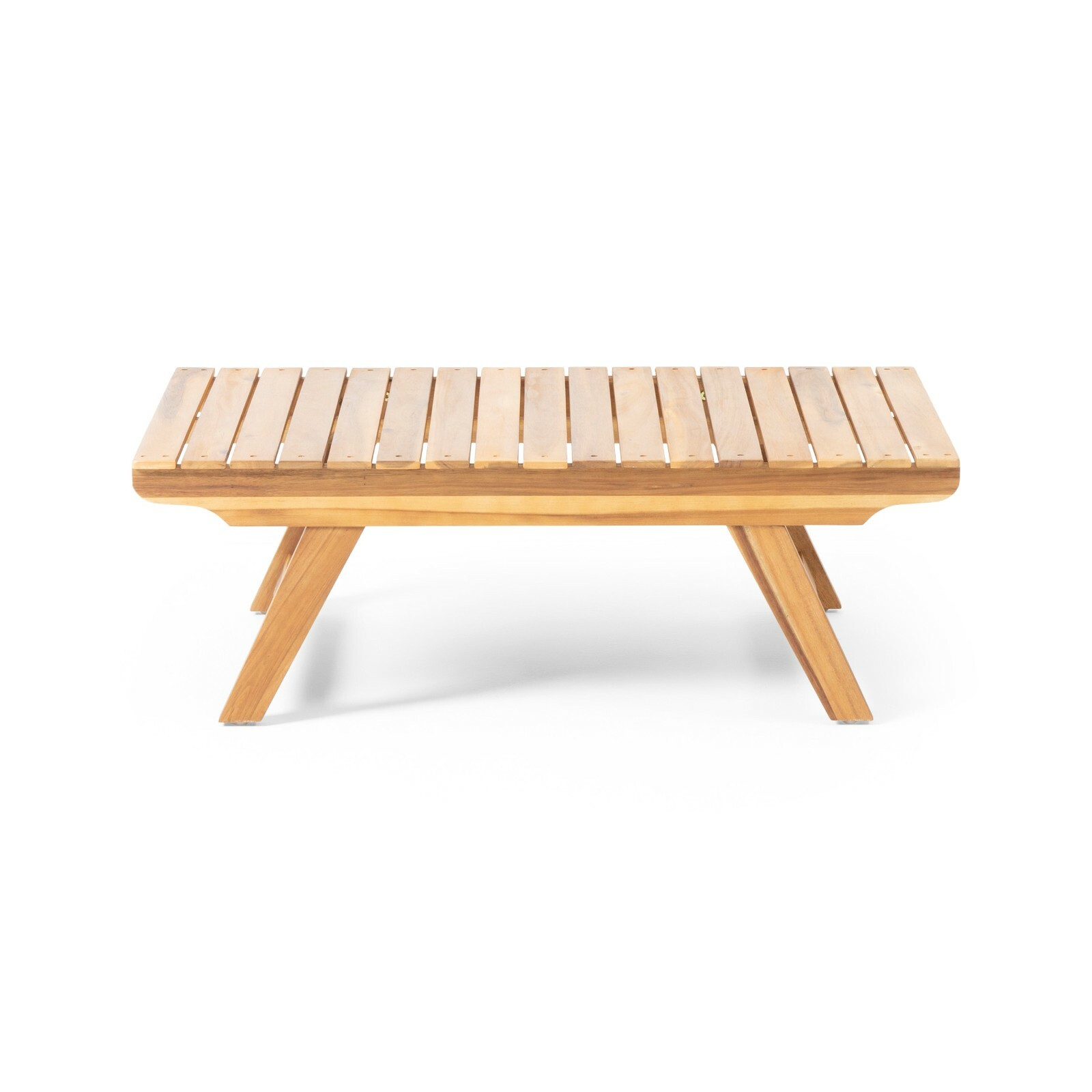 Outdoor Acacia Wood Slat Panel Coffee Table, Teak