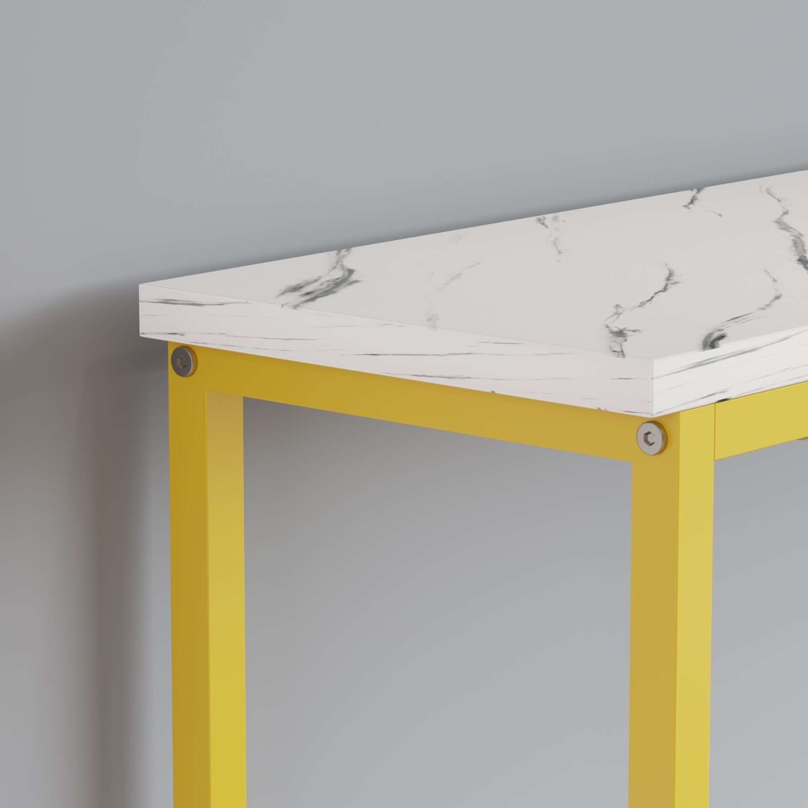 Narrow Console Table MDF Top Golden Metal Frame Slim Sofa Table Storage Shelf