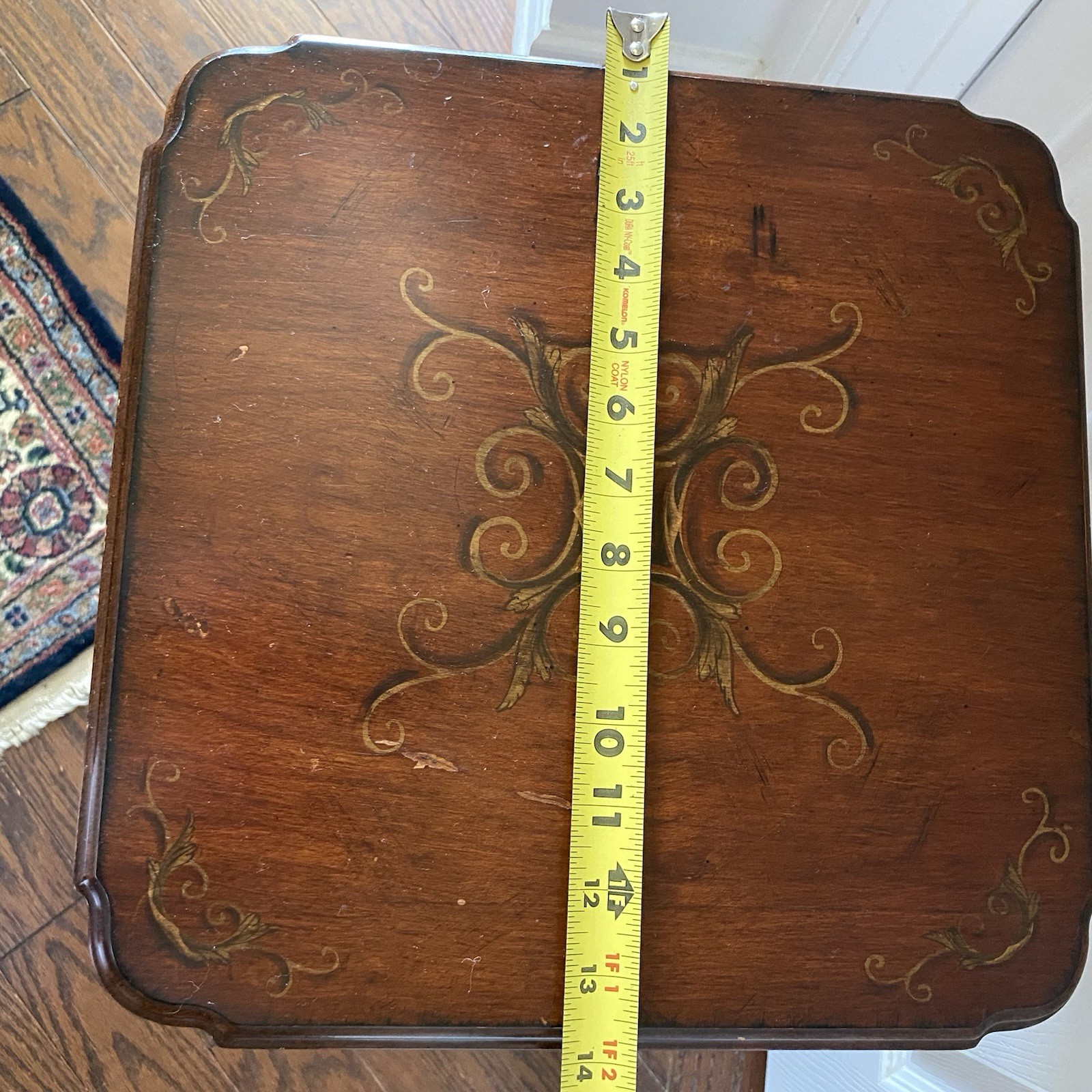 Vintage Bombay Company Wood Accent Tilt Side Table Plant Stand w/ Scroll Paint