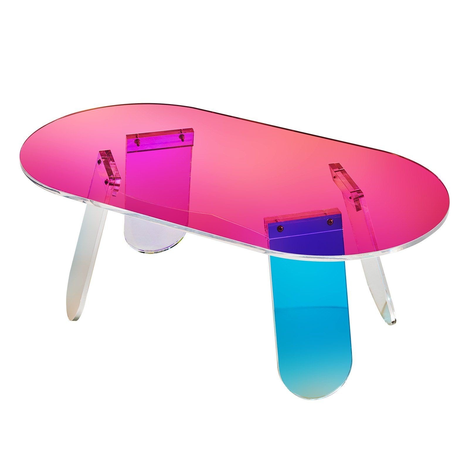13.8in Lenticular Acrylic Coffee Table 55lb 12mm Thick Crystal Finish