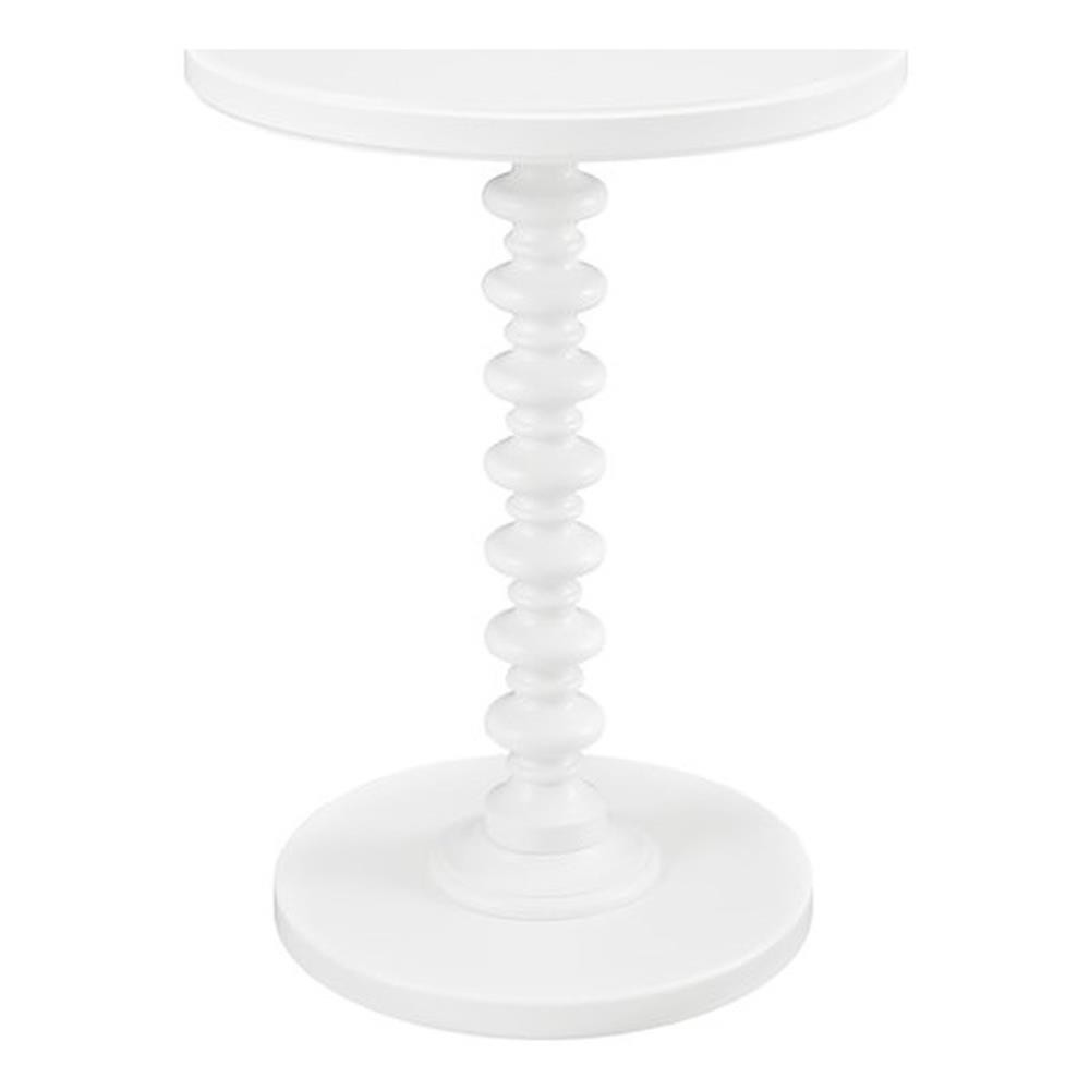 Linon Spectrum 17″ Round Spindle Accent Table in White Painted Wood