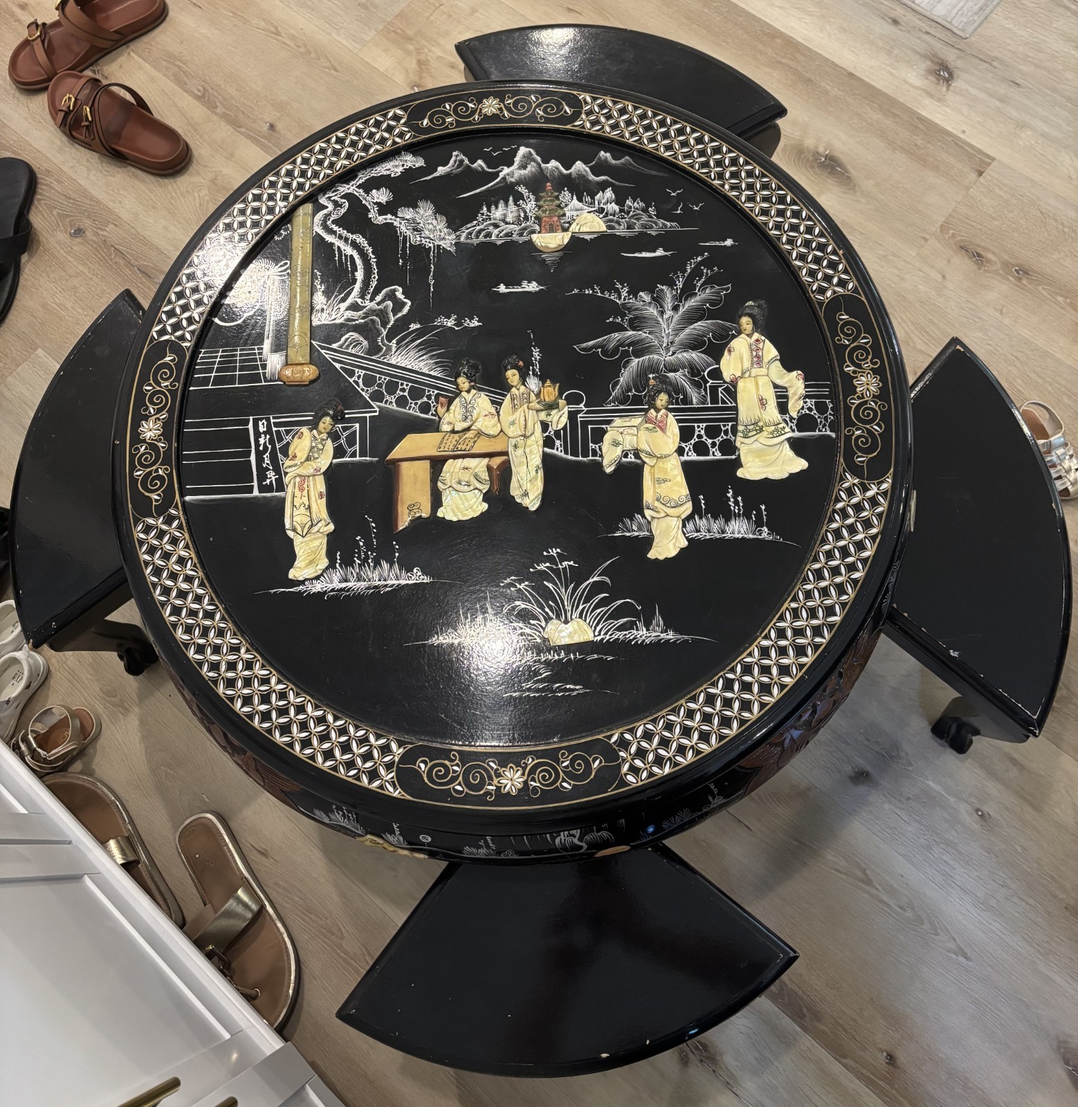 Shiny Black Lacquer Oriental Coffee Table