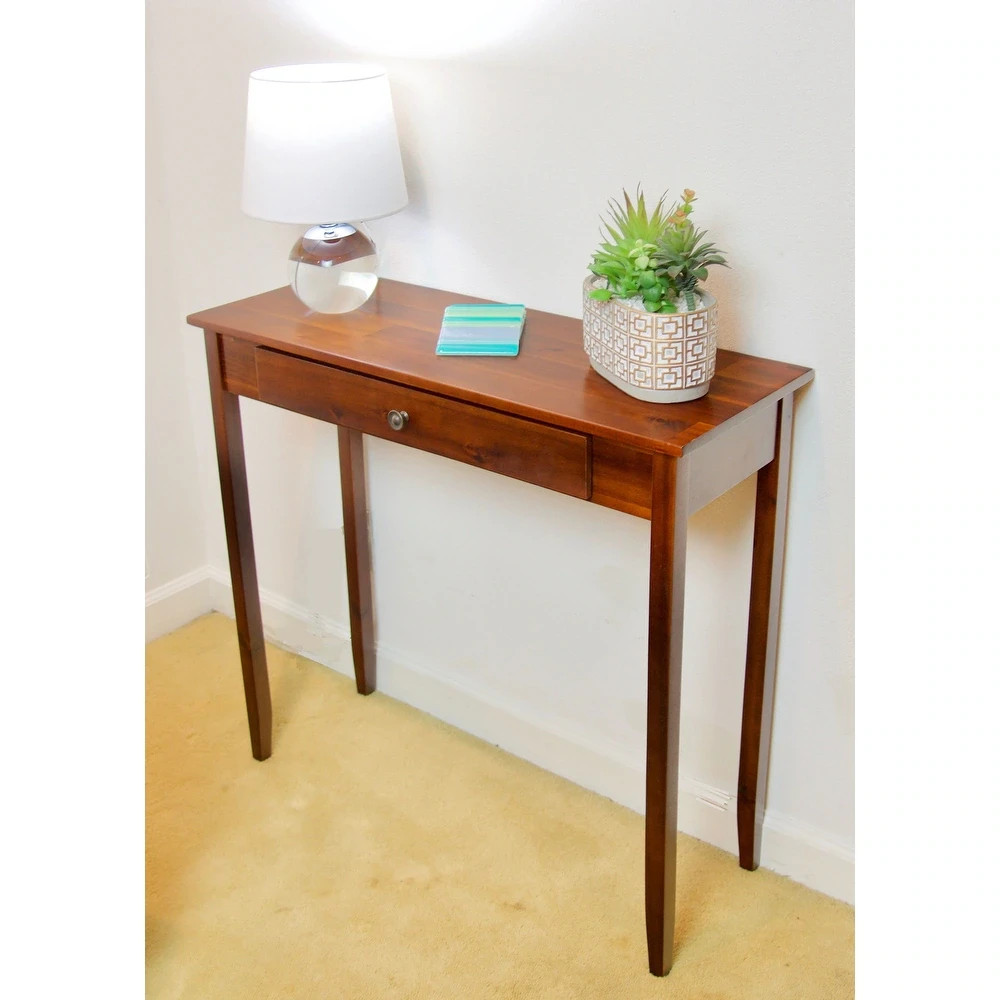 Mid Century Console Table Narrow Solid Wood W Storage Drawer Small Entryway Hall