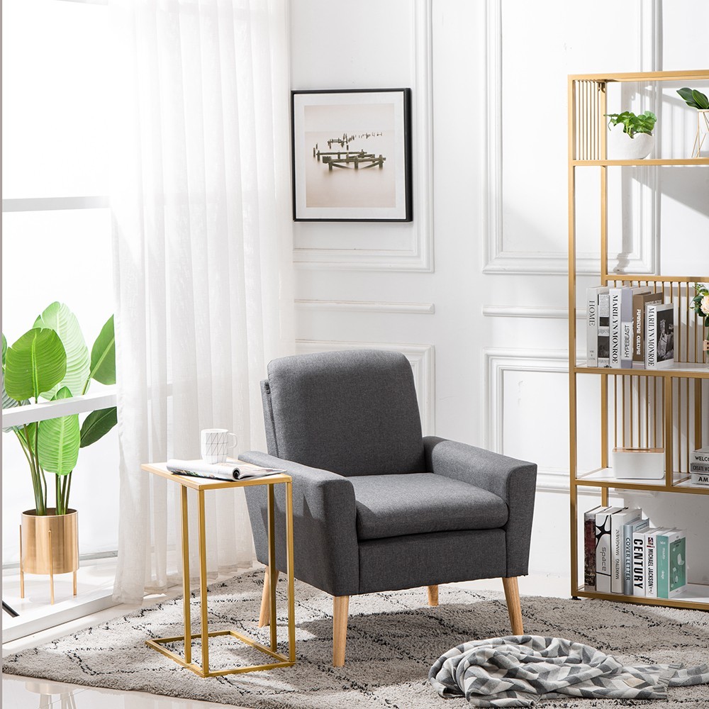 Marble Minimalist C-Shaped Table White And Gold Coffee Table Sofa Side Table