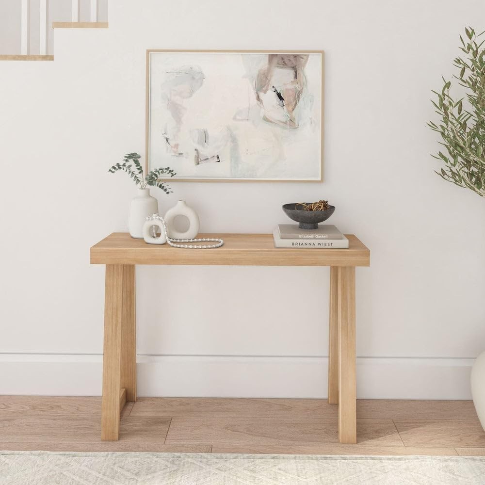 Elegant 46-Inch Solid Pine Console Table with Blonde Finish for Any Room