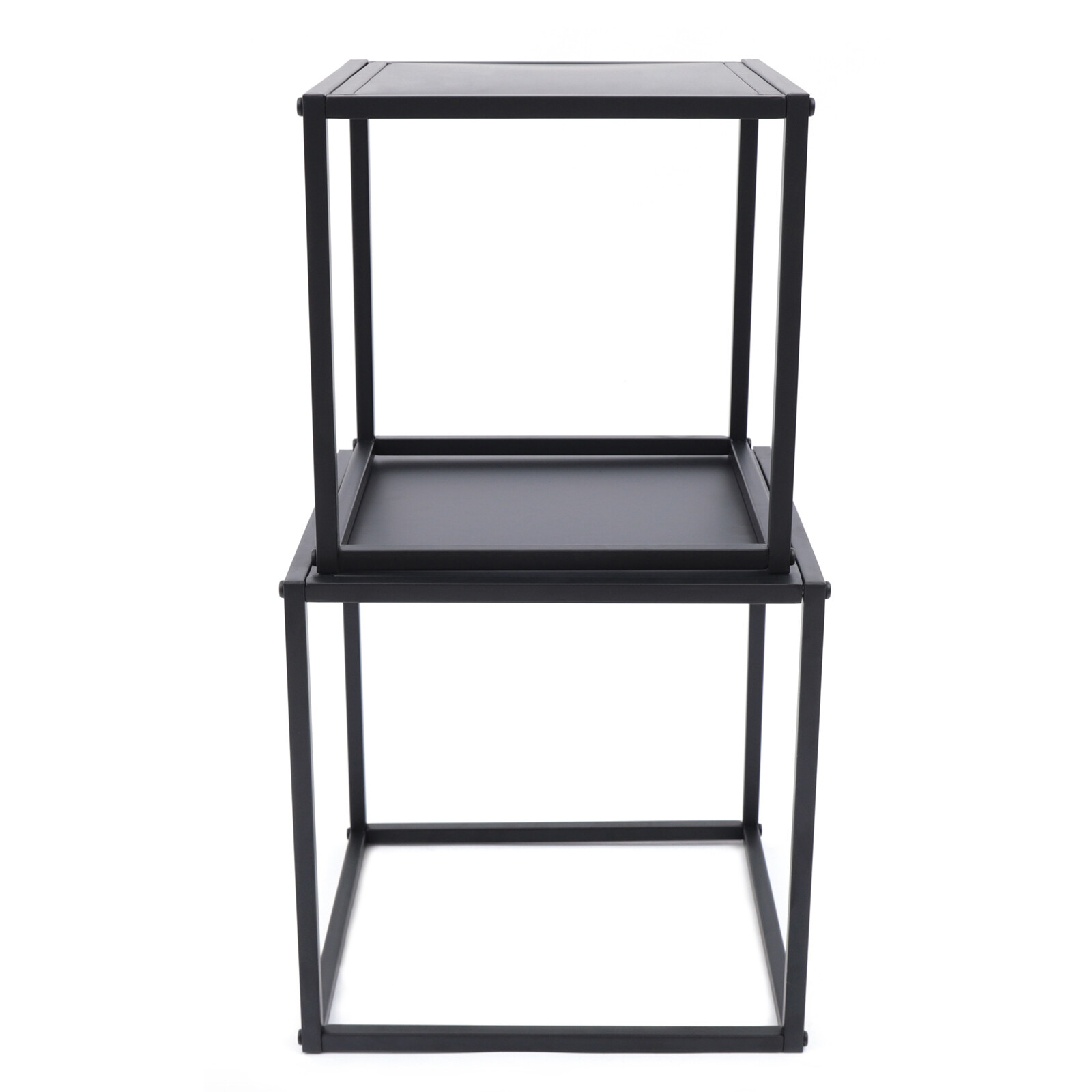 2pc Modern Square Tray Side End Table Coffee Table Living Room office Matt Black