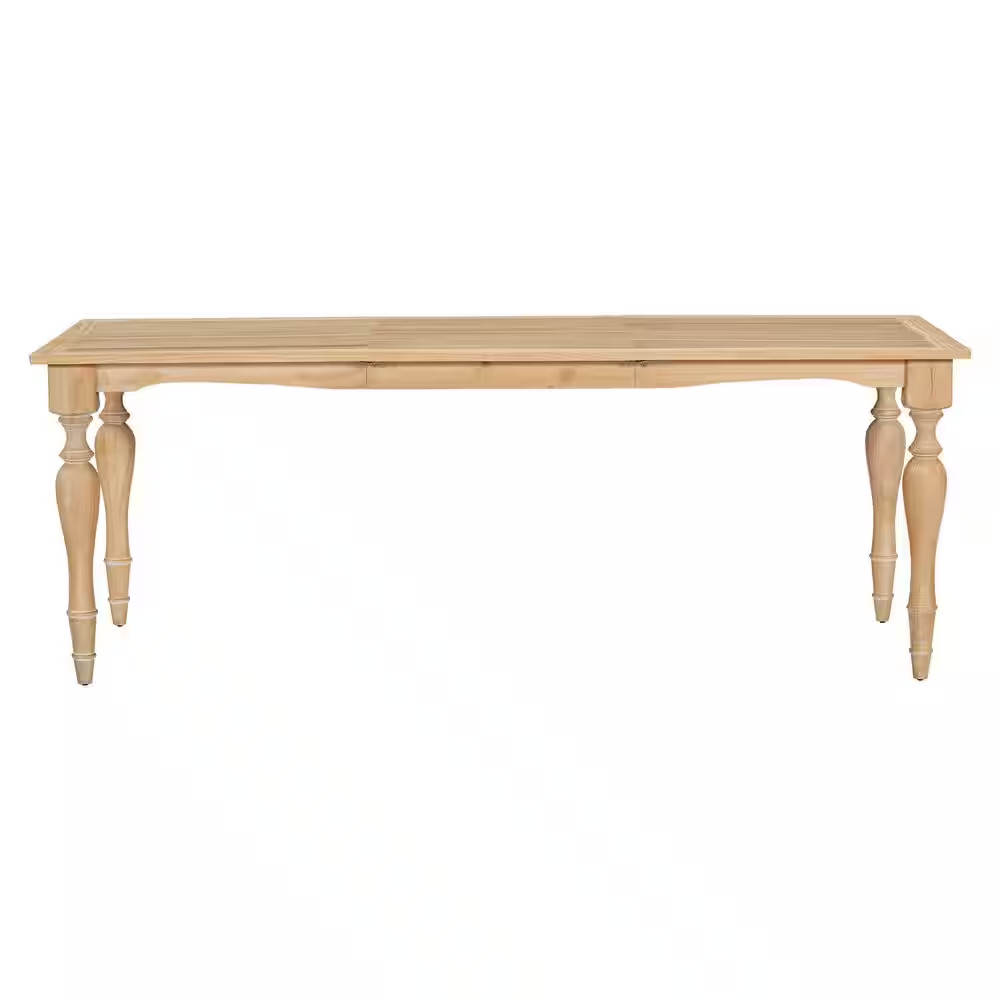 Natural Color Wood 82.7 In. 4-Legs Extendable Dining Table Seats 8 with 23.6 In.