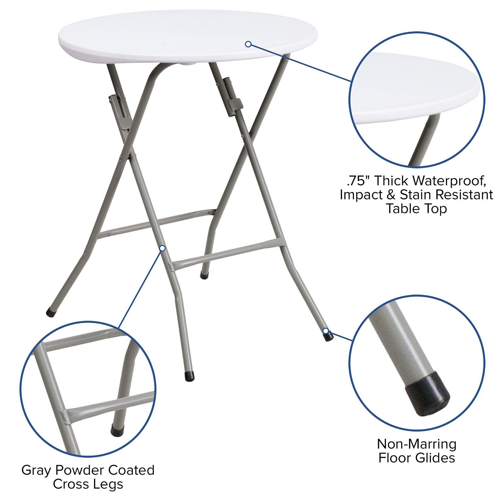 2′ Round Plastic Folding Table – All-Occasion Indoor/Outdoor Event Banquet Table