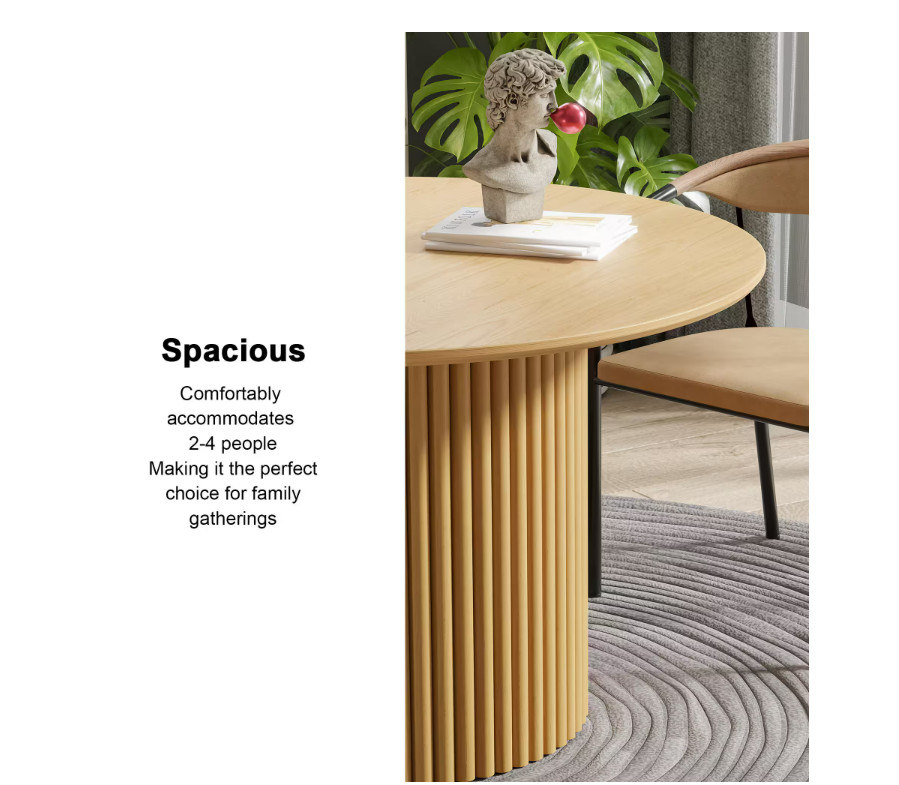 Abberton Natural Color Oak Wood Column Base 46 in. Round Dining Table