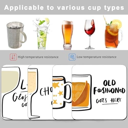 Square Coasters for Drinks,Funny Drink Coasters Set of 2,Coaster for Red Wine