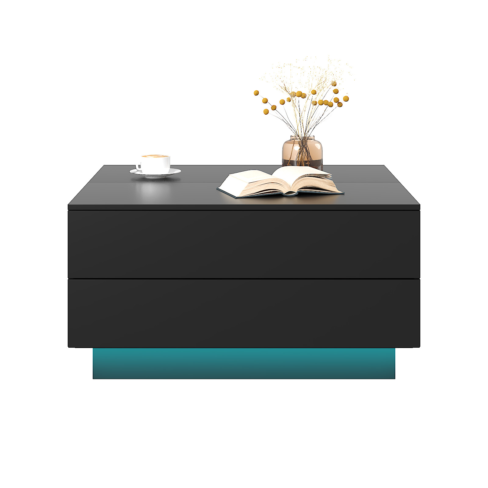 Square LED Coffee Table White Hinged Doors 30.7″x30.7″x15.8″