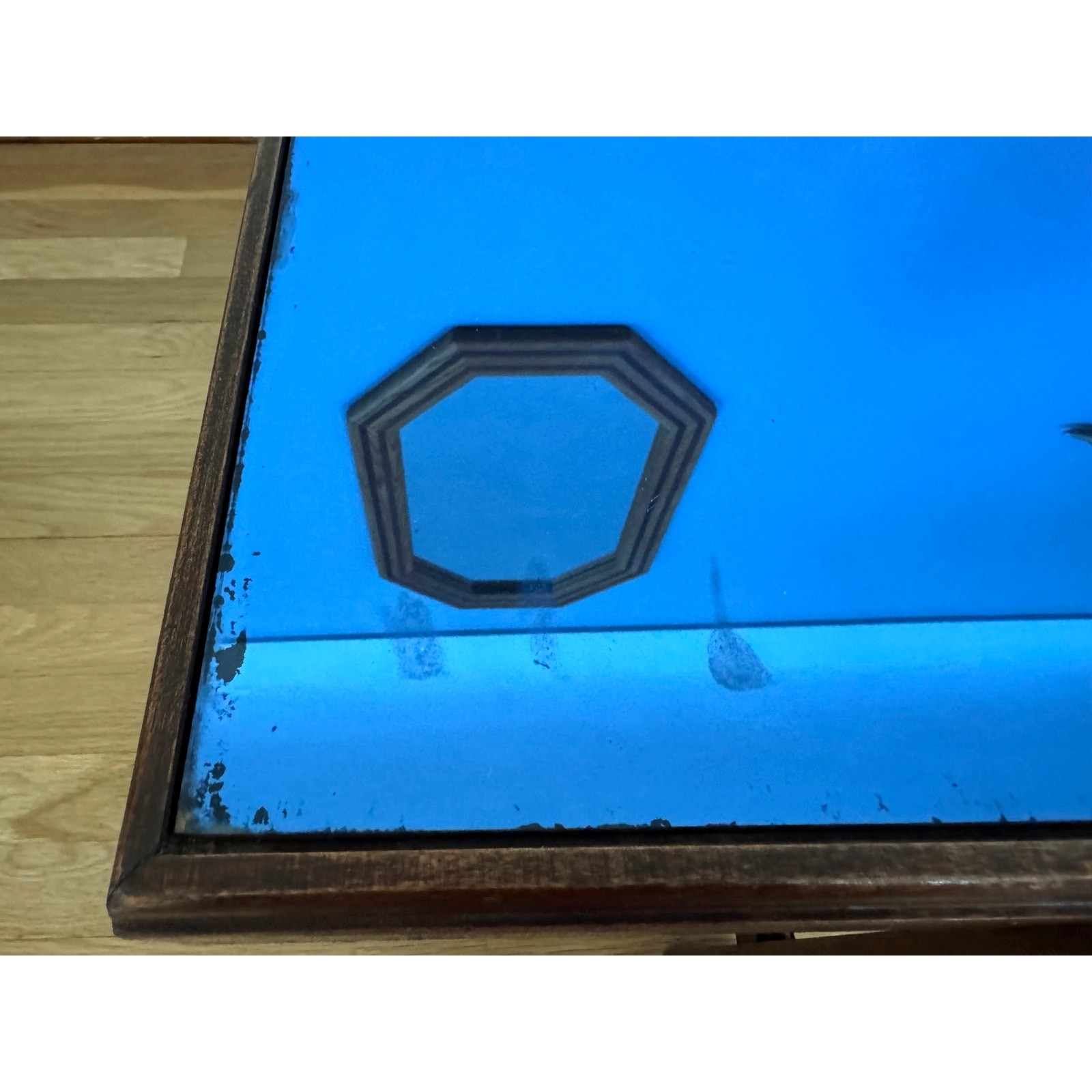 Art Deco Blue Mirror Coffee Table 1940s Hollywood Regency Cocktail Table