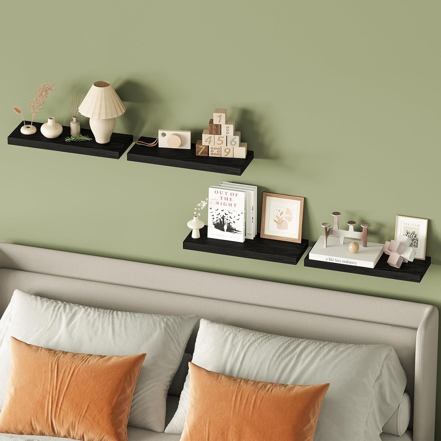 Fixwal Floating Shelves for 15.8 inches x 5.5 x 1.2 inches, Black