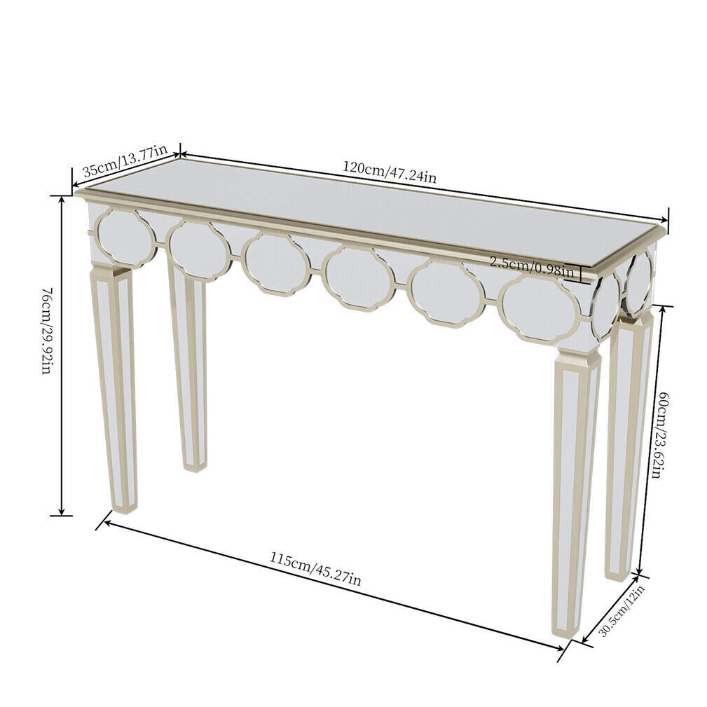 Highly Glossy Mirrored Console Table 47.2″ Long Silver Glam Entryway Sofa Tables