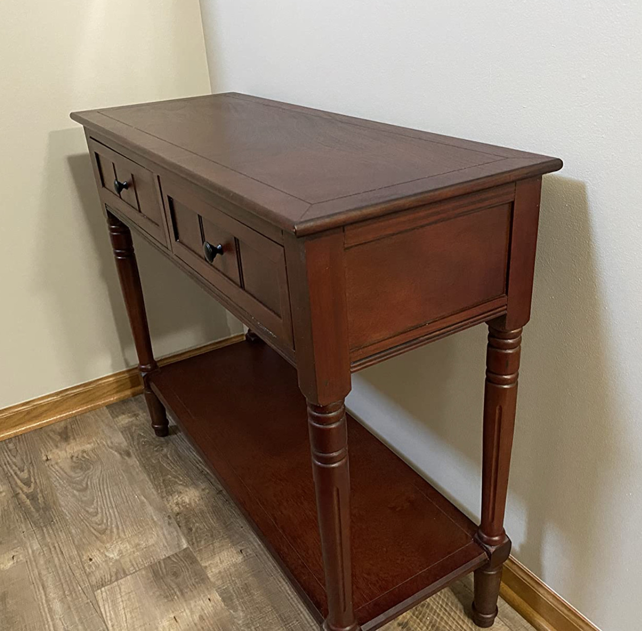 Cherry Wooden Console Table Behind Sofa Storage Hallway Accent Drawers Furniture