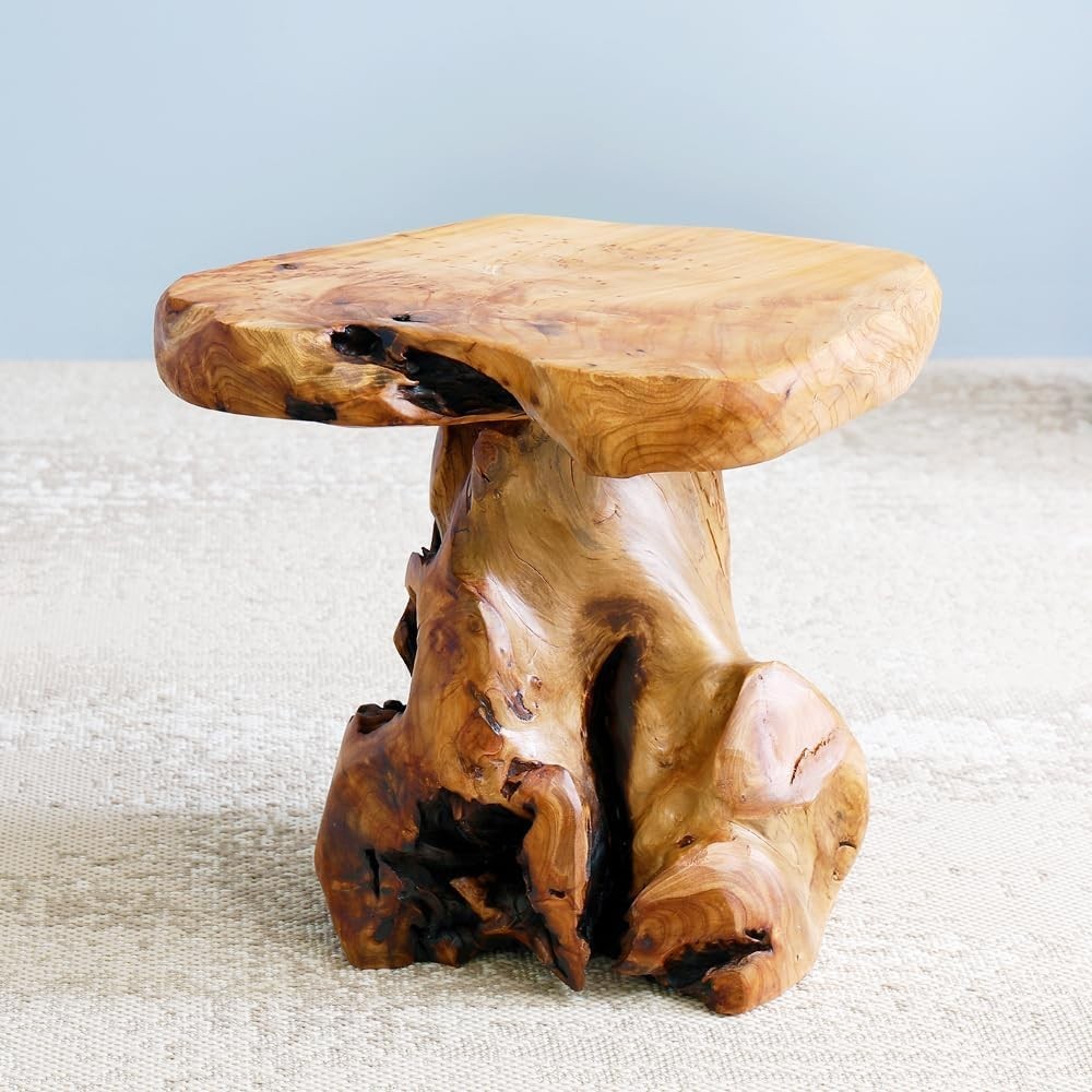 13.8″ Cedar Stump Stool Natural Wood Side Table Live Edge Coffee Table