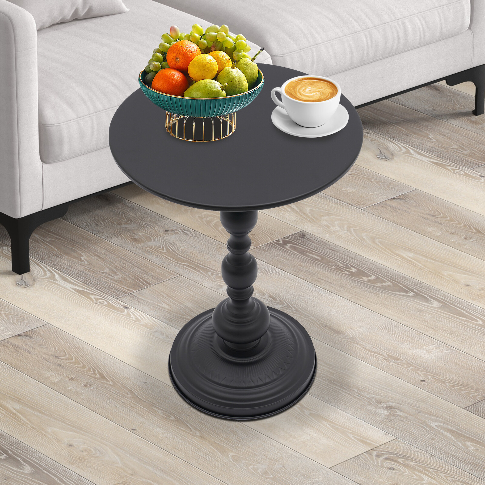 Retro Round Side Table Carbon Steel Sofa End Table Living Room Bar Coffee Table