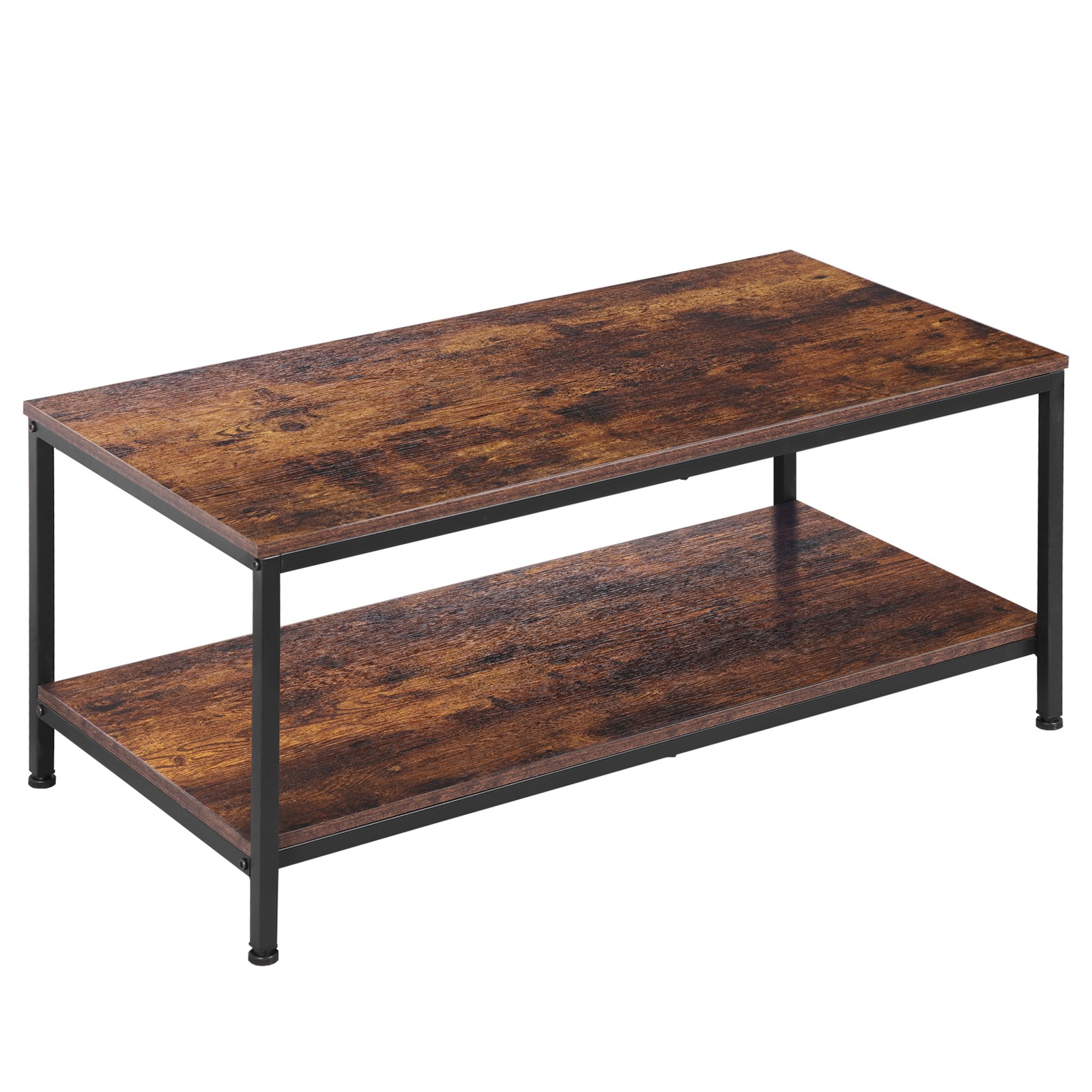 39″ Rectangular Coffee Table Industrial Wood Center Table w/ Storage Shelf Brown