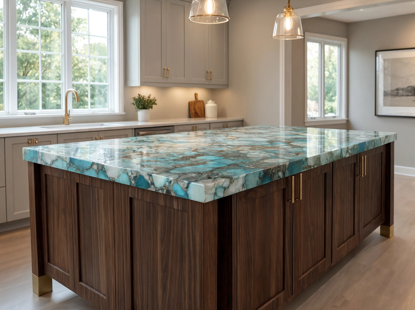 Amazonite Gemstone Countertop | Natural Crystal Stone Slab