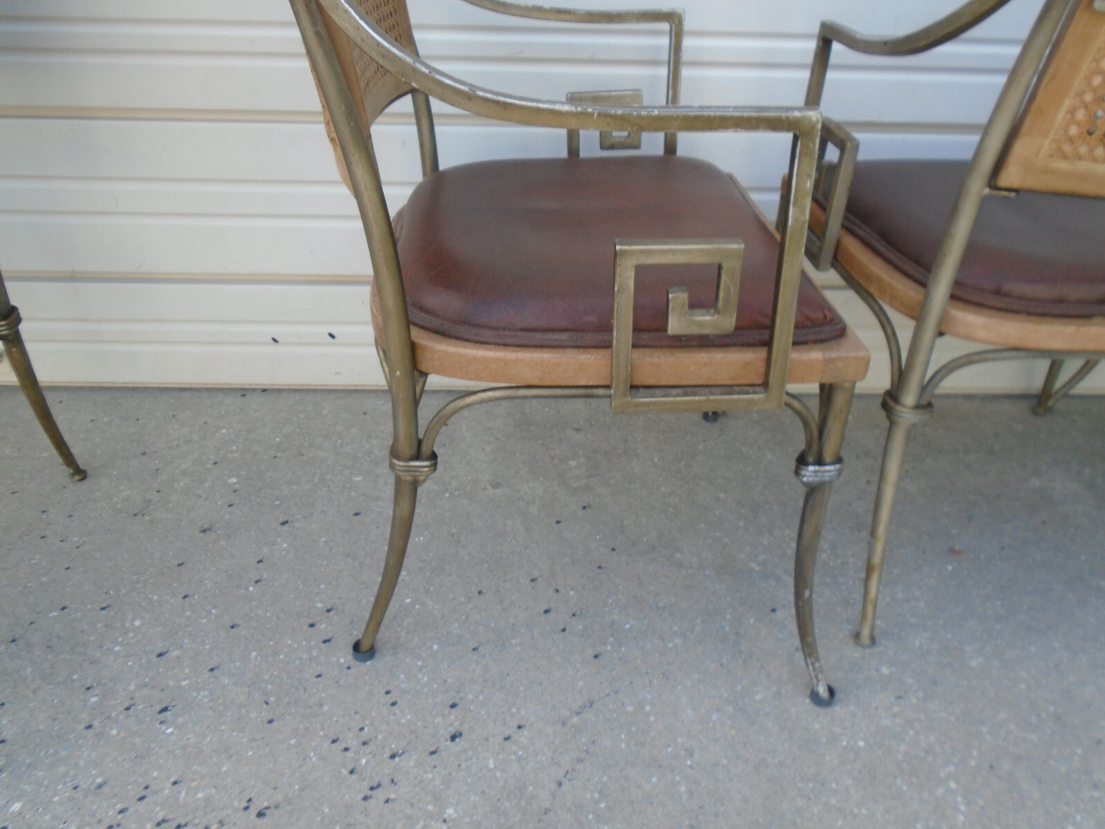 Greek Key Dining Set 4 Chairs + Table Gold Art Deco Chippendale Regency Nouveau