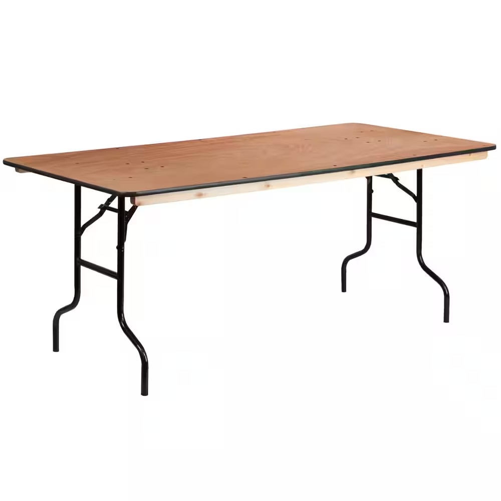 Natural Fielder 6 Ft. Rectangular All-Occasion Wood Folding Event Table, Foldabl