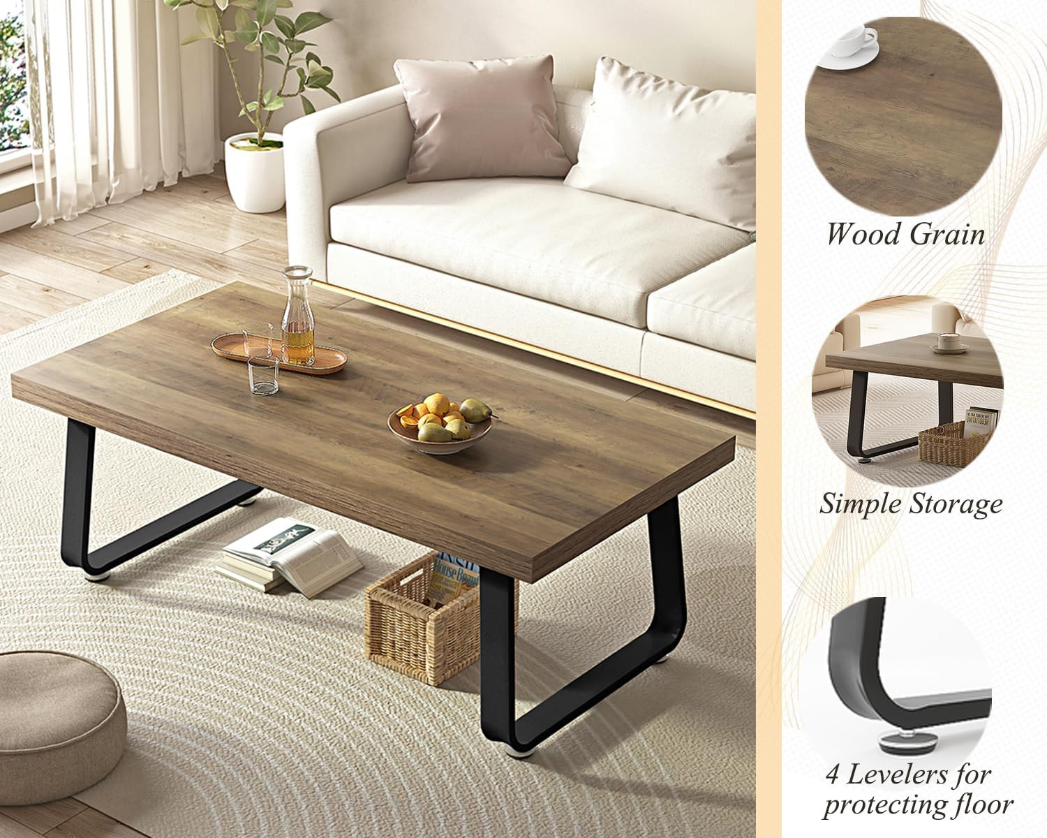 47″ Rustic Industrial Coffee Table – Modern Farmhouse Design for Any Room