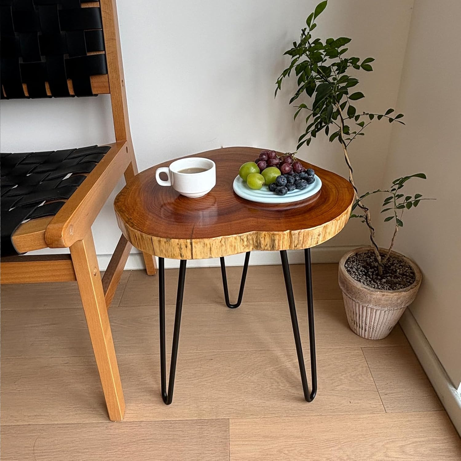 Unique Live Edge Side Table – Natural Wood End Table for Living Room & Bedroom