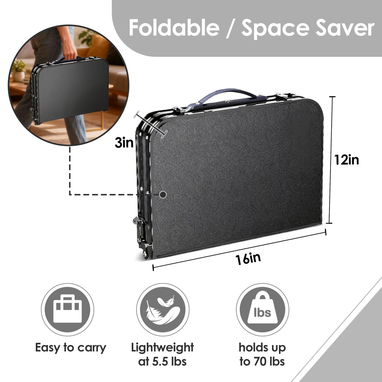 Folding TV Trays Foldable Dinner Tray Table Adjustable Height Food Snack Eating