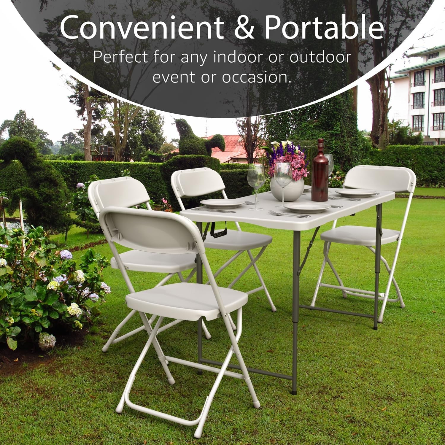 Used 4-Ft Plastic Folding Table – Ideal for Indoor/Outdoor Dining & Party Use